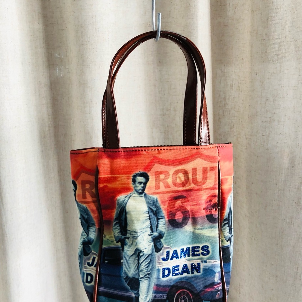 James Dean Print Small Bag with Brown Handles